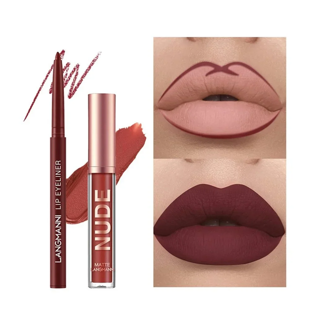 12Pcs Matte Liquid Lipstick + Lip Liner Pens Set